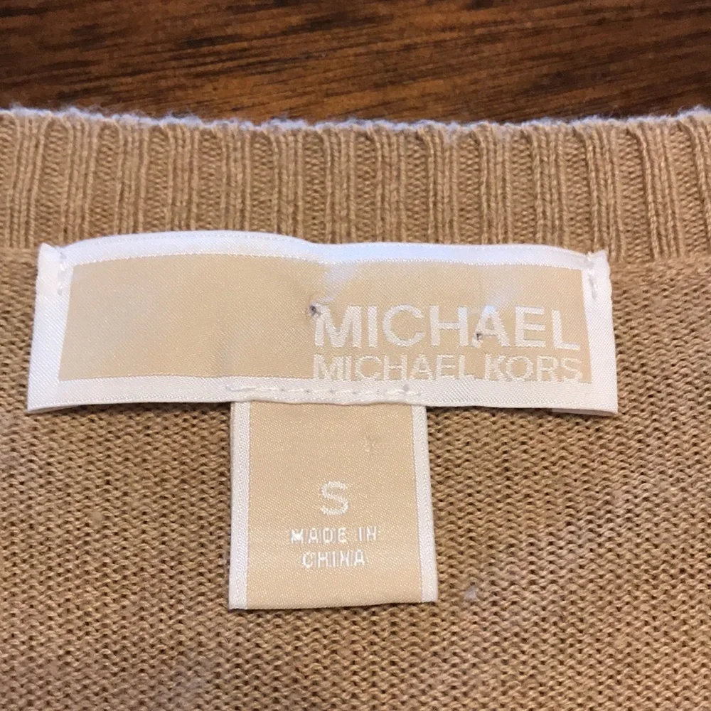Michael Kors Beige Fringe Hem Cardigan